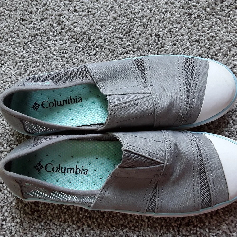Columbia vent canvas slip on gray shoes women size 6.5